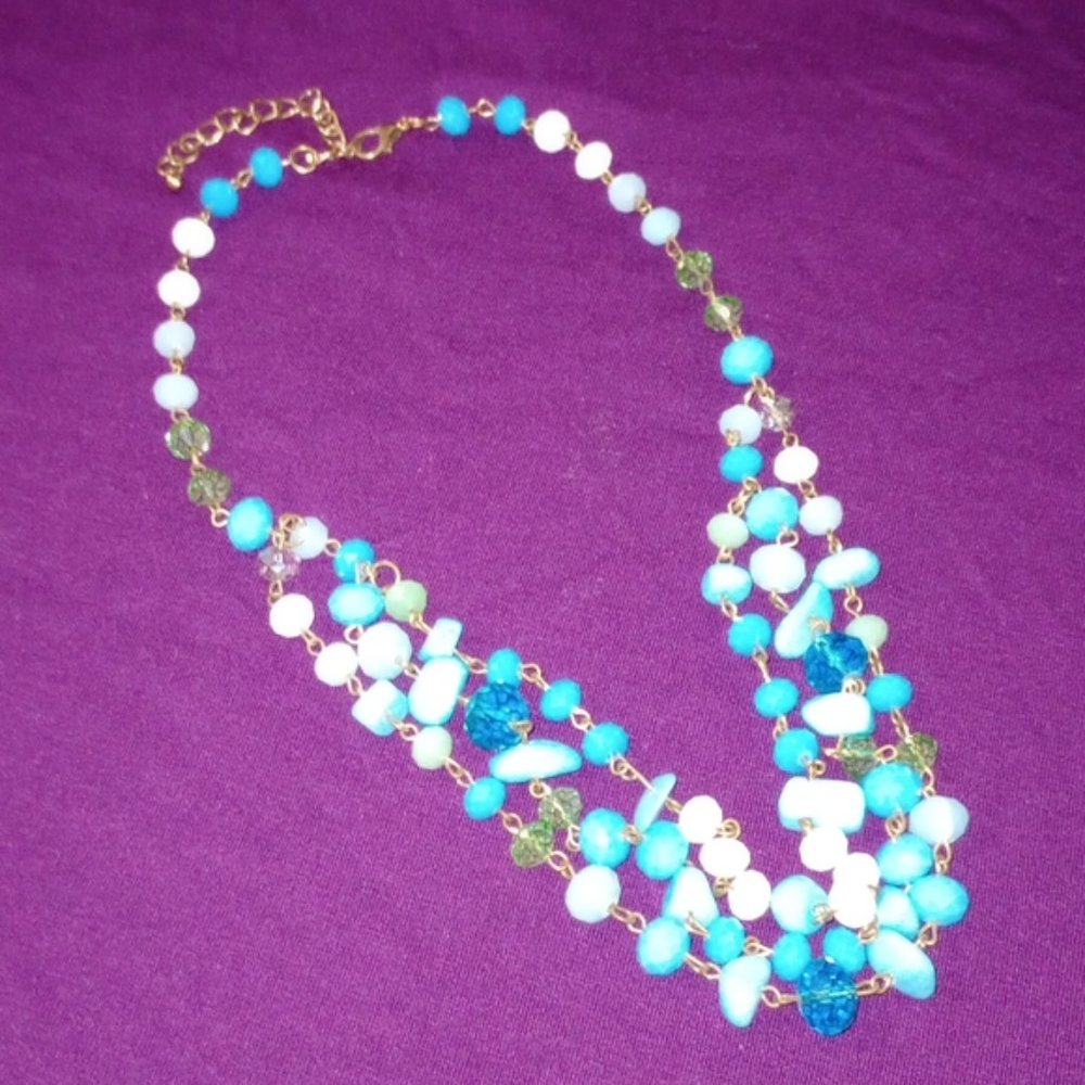 CCO | NECKLACE plastic three-layer blue droops necklace